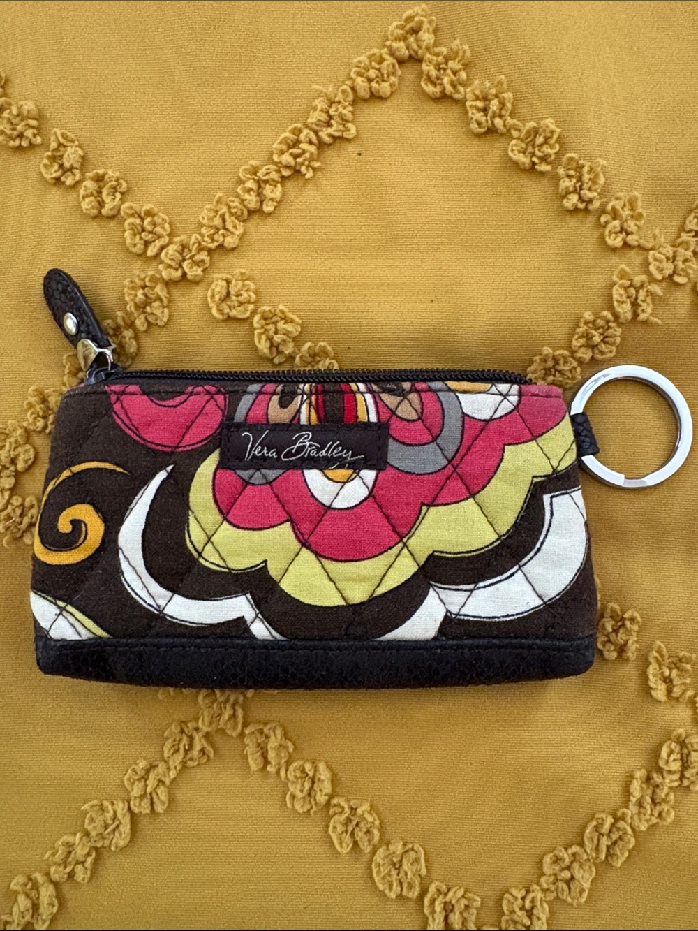 Vera Bradley Brown Multicolor Quilted Key & Card Pouch